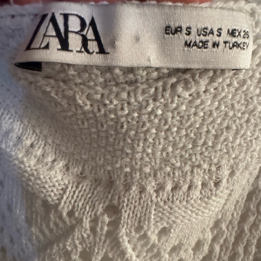 Zara White Crocheted Mini Dress - Picture 3 of 9